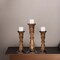Eco-Friendly Handmade Mango Wood Pillar Candle Holder Set Of 3 Medium Burnt